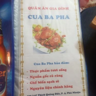 Thực đơn- Quán Ăn Quán Cua Ba Pha