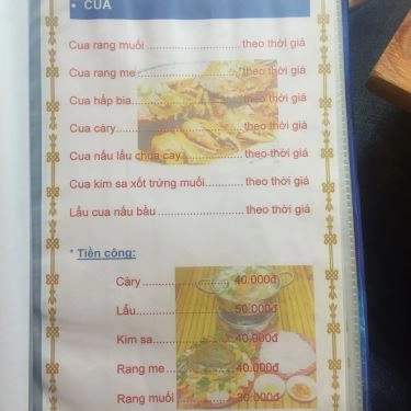 Thực đơn- Quán Ăn Quán Cua Ba Pha