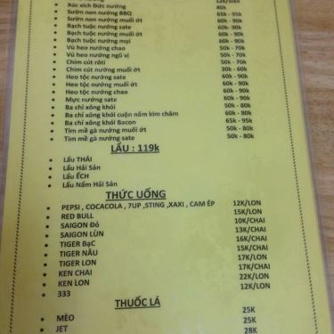Thực đơn- Quán Ăn Quán Đạo Mập - Ốc, Lẩu & Nướng - Hoàng Sa