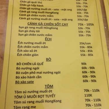 Thực đơn- Quán Ăn Quán Đạo Mập - Ốc, Lẩu & Nướng - Hoàng Sa