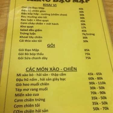 Thực đơn- Quán Ăn Quán Đạo Mập - Ốc, Lẩu & Nướng - Hoàng Sa