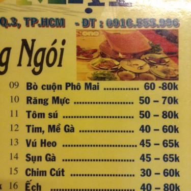 Thực đơn- Quán Ăn Quán Đạo Mập - Ốc, Lẩu & Nướng - Hoàng Sa
