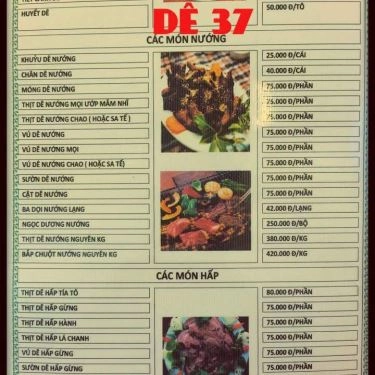 Thực đơn- Quán Ăn Quán Dê 37 - Trần Thái Tông