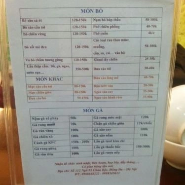 Thực đơn- Quán Ăn Quán Đèn Lồng - Các Món Lẩu