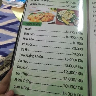 Thực đơn- Quán Ăn Quán Đông Ba - Trần Huy Liệu