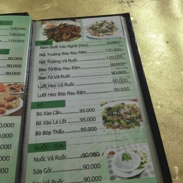 Thực đơn- Quán Ăn Quán Đông Ba - Trần Huy Liệu