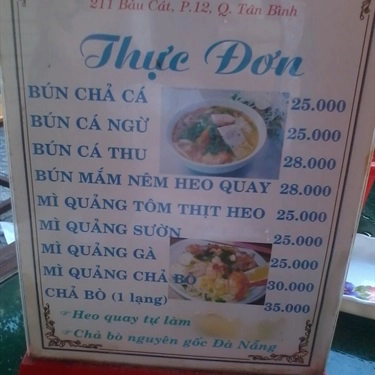 Thực đơn- Quán Ăn Quán Đức - Bún Chả Cá Đà Nẵng