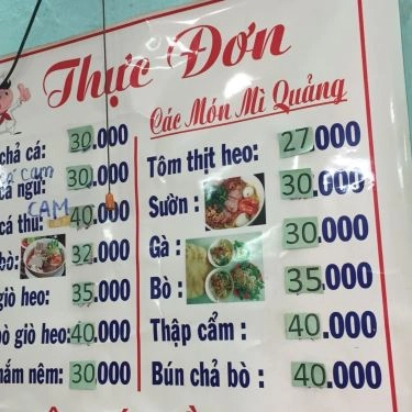 Thực đơn- Quán Ăn Quán Đức Đà Nẵng - Mì Quảng & Bún Bò