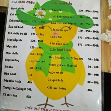 Thực đơn- Quán Ăn Quán Gà Mạnh Hoạch