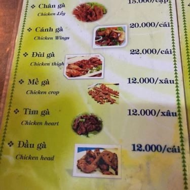 Thực đơn- Quán Ăn Gà Nướng Ánh Tuyết - 71 Ngô Tất Tố