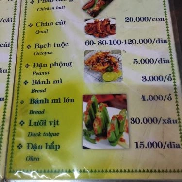 Thực đơn- Quán Ăn Gà Nướng Ánh Tuyết - 71 Ngô Tất Tố