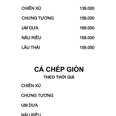 Thực đơn- Quán Gần Nhà - Quán Ăn Gia Đình
