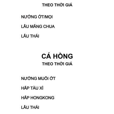 Thực đơn- Quán Gần Nhà - Quán Ăn Gia Đình