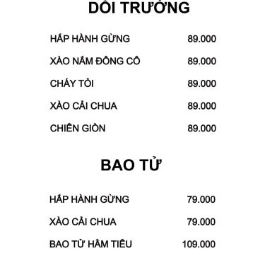Thực đơn- Quán Gần Nhà - Quán Ăn Gia Đình