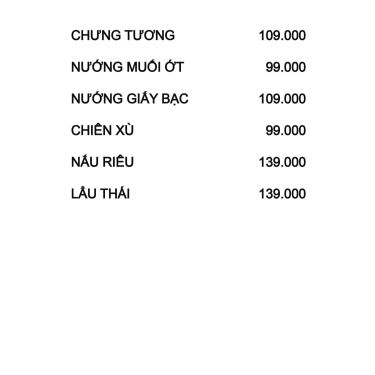 Thực đơn- Quán Gần Nhà - Quán Ăn Gia Đình