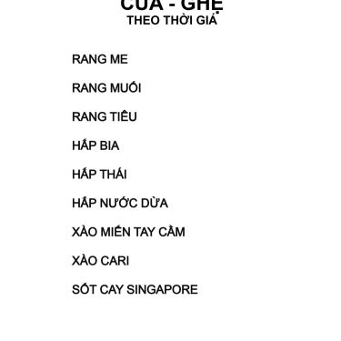 Thực đơn- Quán Gần Nhà - Quán Ăn Gia Đình