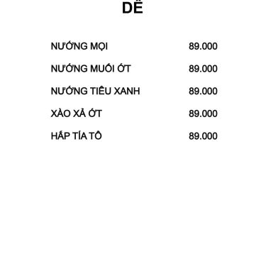 Thực đơn- Quán Gần Nhà - Quán Ăn Gia Đình