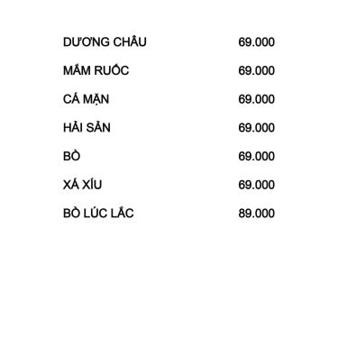 Thực đơn- Quán Gần Nhà - Quán Ăn Gia Đình