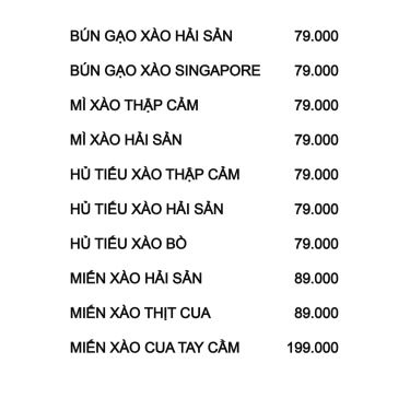 Thực đơn- Quán Gần Nhà - Quán Ăn Gia Đình