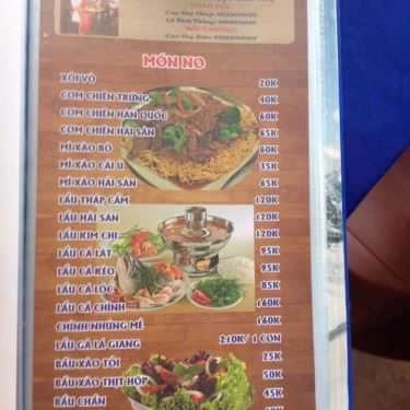 Thực đơn- Quán Ăn Quán Gỗ - Lẩu & Nướng