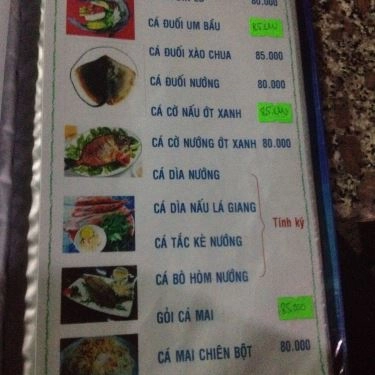 Thực đơn- Quán Ăn Hải Sản Hồng Gia