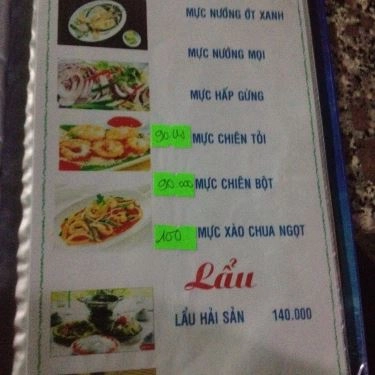 Thực đơn- Quán Ăn Hải Sản Hồng Gia