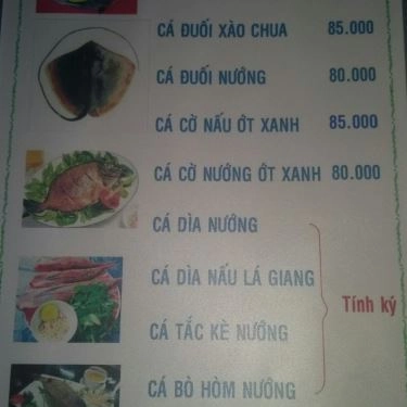 Thực đơn- Quán Ăn Hải Sản Hồng Gia