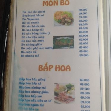 Thực đơn- Quán Ăn Quán Hải Sản Trúc Hào - Gò Dưa