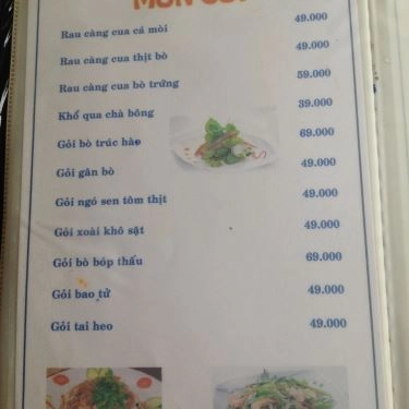 Thực đơn- Quán Ăn Quán Hải Sản Trúc Hào - Gò Dưa