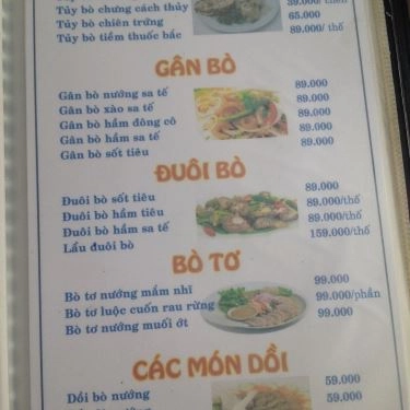 Thực đơn- Quán Ăn Quán Hải Sản Trúc Hào - Gò Dưa