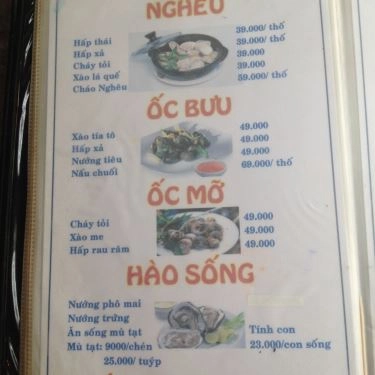 Thực đơn- Quán Ăn Quán Hải Sản Trúc Hào - Gò Dưa