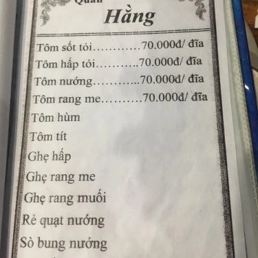 Thực đơn- Quán Ăn Quán Hằng - Đặc Sản Biển