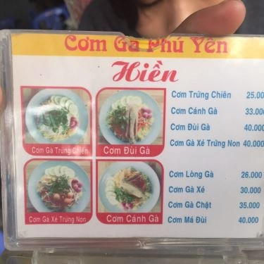 Thực đơn- Quán Ăn Quán Hiền - Cơm Gà Phú Yên