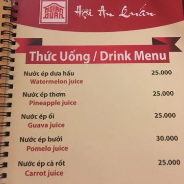 Thực đơn- Quán Ăn Hội An Quán -  Hoàng Văn Thụ