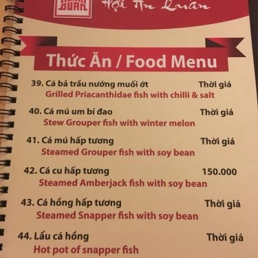 Thực đơn- Quán Ăn Hội An Quán -  Hoàng Văn Thụ