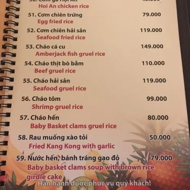 Thực đơn- Quán Ăn Hội An Quán -  Hoàng Văn Thụ