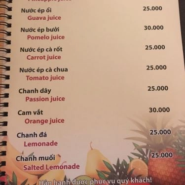 Thực đơn- Quán Ăn Hội An Quán -  Hoàng Văn Thụ