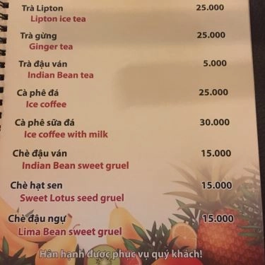Thực đơn- Quán Ăn Hội An Quán -  Hoàng Văn Thụ