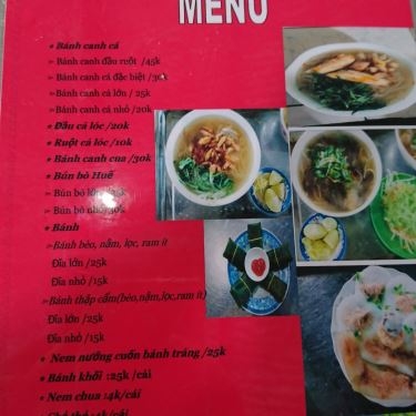 Thực đơn- Quán Ăn Quán Huế 2