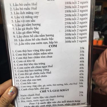 Thực đơn- Quán Ăn Quán Huế Đồng Khánh