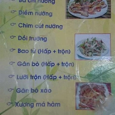 Thực đơn- Quán Ăn Huệ Em - Tai Mui Nướng