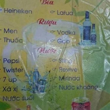 Thực đơn- Quán Ăn Huệ Em - Tai Mui Nướng