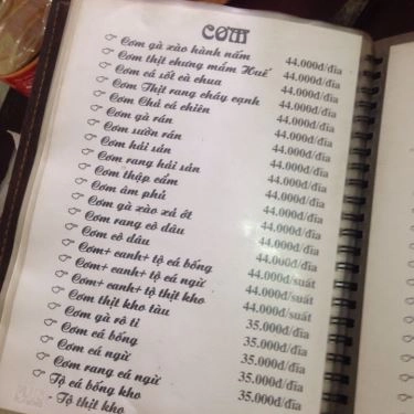 Thực đơn- Quán Ăn Huế - Thái Thịnh