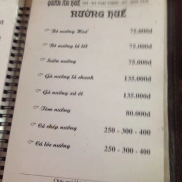 Thực đơn- Quán Ăn Huế - Thái Thịnh