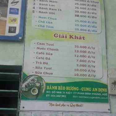 Thực đơn- Quán Ăn Quán Hương - Đặc Sản Huế
