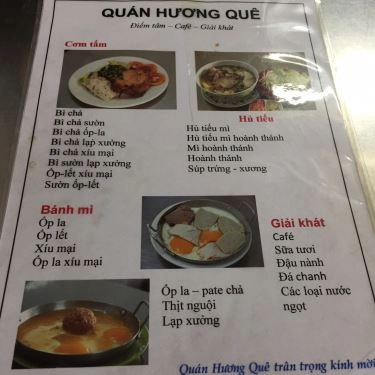 Thực đơn- Quán Ăn Hương Quê - Điểm Tâm & Giải Khát