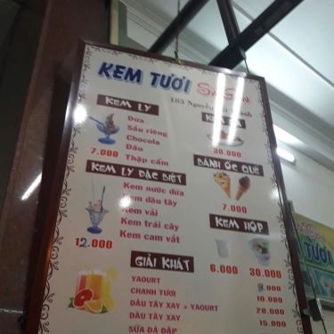 Thực đơn- Quán Ăn Kem Sài Gòn - Nguyễn Tất Thành