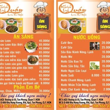 Thực đơn- Quán Ăn Khánh Linh - Lươn Xứ Nghệ - Hưng Vượng 1
