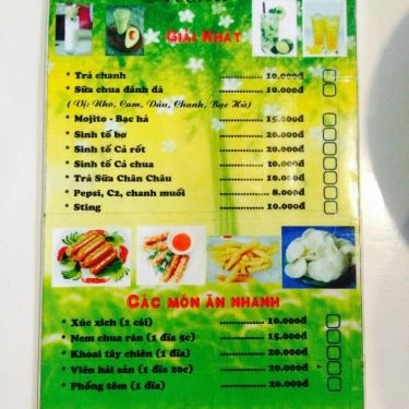 Thực đơn- Quán Ăn Quán Khoai - Cơm Đĩa, Đồ Ăn Nhanh