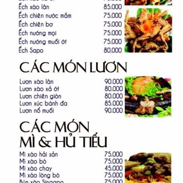 Thực đơn- Quán Ăn Lẩu - Phở Khôi